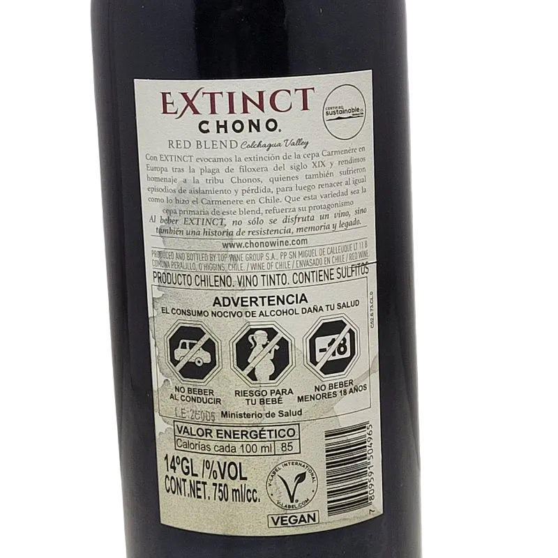 Vino Tinto Extinct Chono Red Blend Valle de Colchagua 750ml 2022