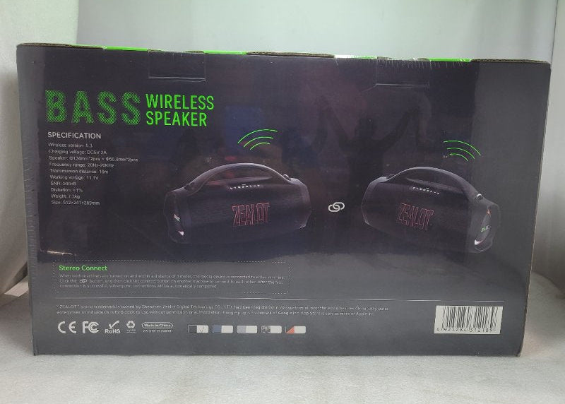 PARLANTE BASS WIRELESS SPEAKER ZEALOT S98 NEGRO