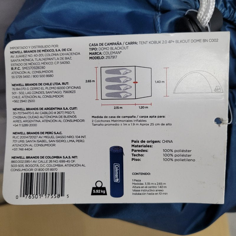 Carpa Coleman Kobuk 4P+ Blackout: Refugio Oscuro para 4 Personas