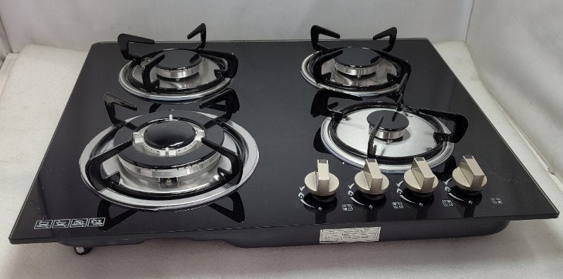 Encimera de Gas 4 Platos Cristal Templado Gas Natural
