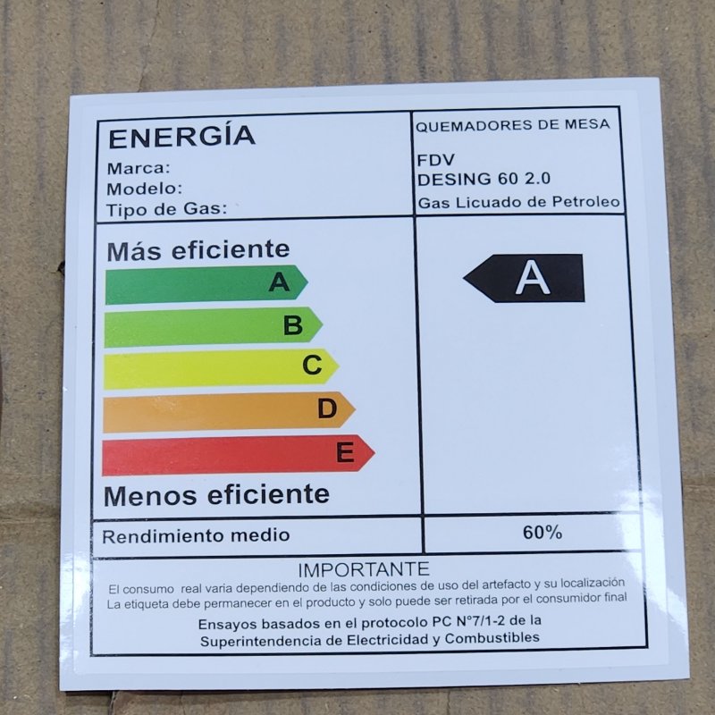 Encimera de Gas Empotrable FDV Design 60 cm 4 Quemadores (1 Triple Corona) Gris