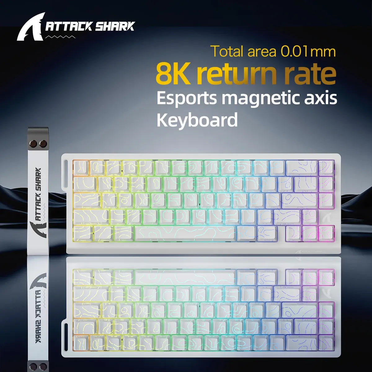 Teclado Mecánico Gamer Attack Shark X68 HE 60% Magnético por Cable 8KHz, Blanco