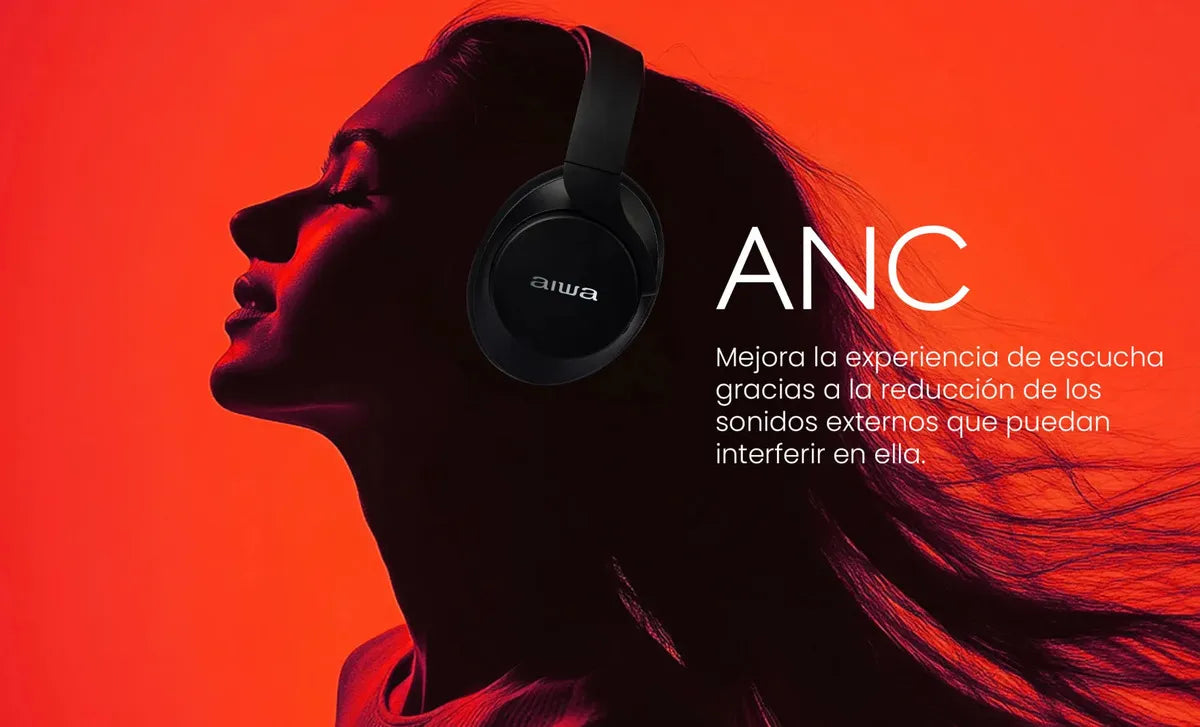 Audífonos Inalámbricos AIWA AW-KNC1090L con Cancelación de Ruido, Negro