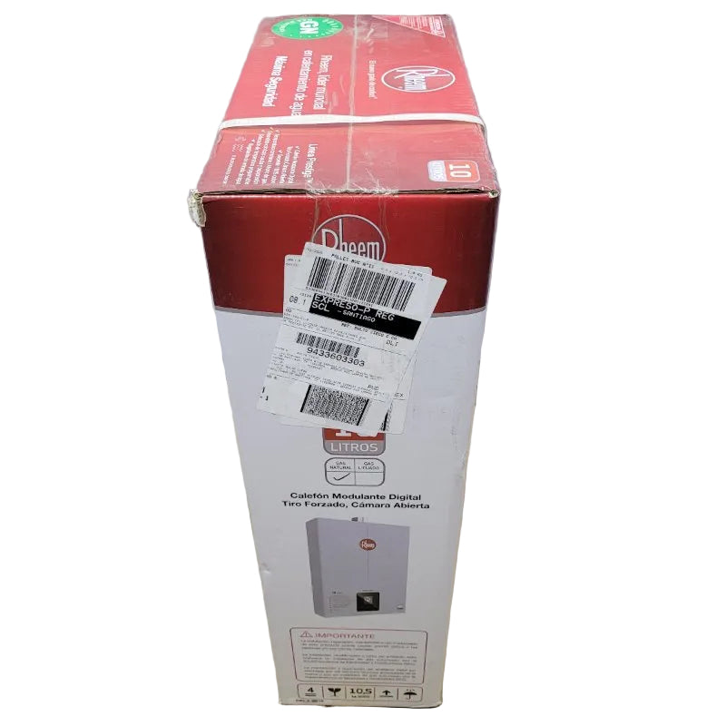 Calefont Modulante Digital Rheem DTS TFIS 10 - Tiro Forzado, Cámara Abierta, Gas Natural 10 Litros