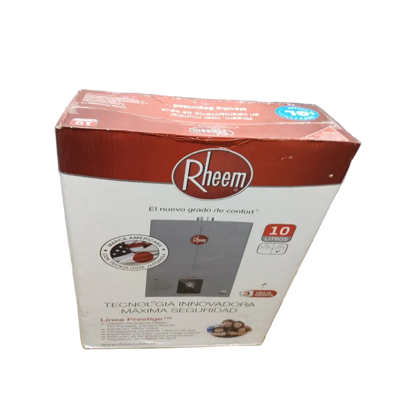 Calefont Modulante Digital Rheem DTS TFIS 10 - Tiro Forzado, Cámara Abierta, Gas Natural 10 Litros