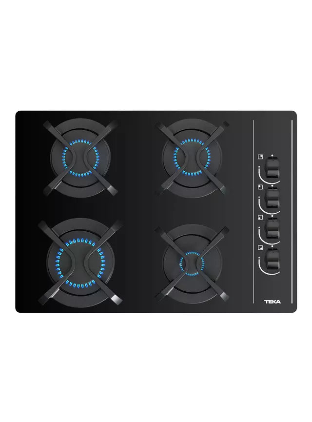 Encimera Cristal Gas Butano 4 Platos Teka Gbc 64003 Kbb Negro