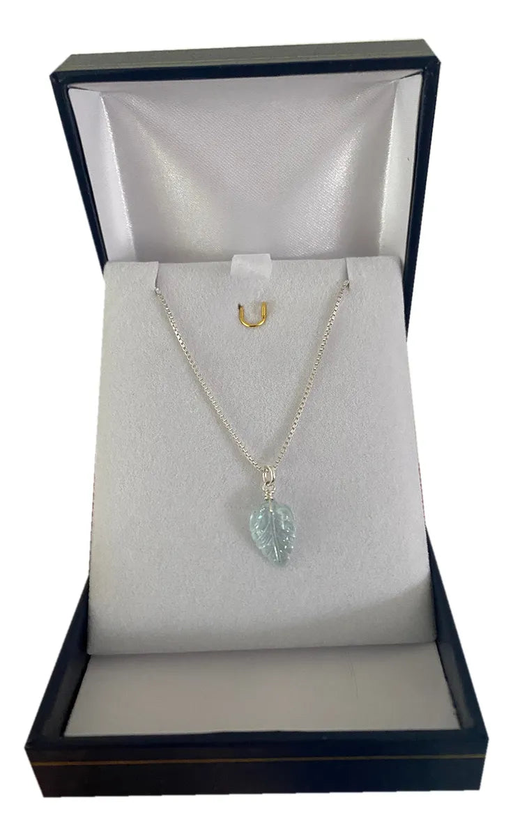 Collar De Plata Piedra Natural Mahut Joyas Aguamarina Tallada Celeste Femenino