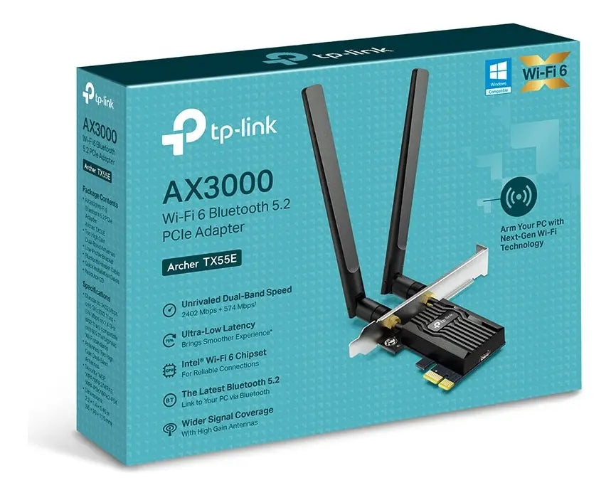 Tarjeta Adaptador WiFi 6 Bluetooth AX3000 TP-Link TX55E – Negro