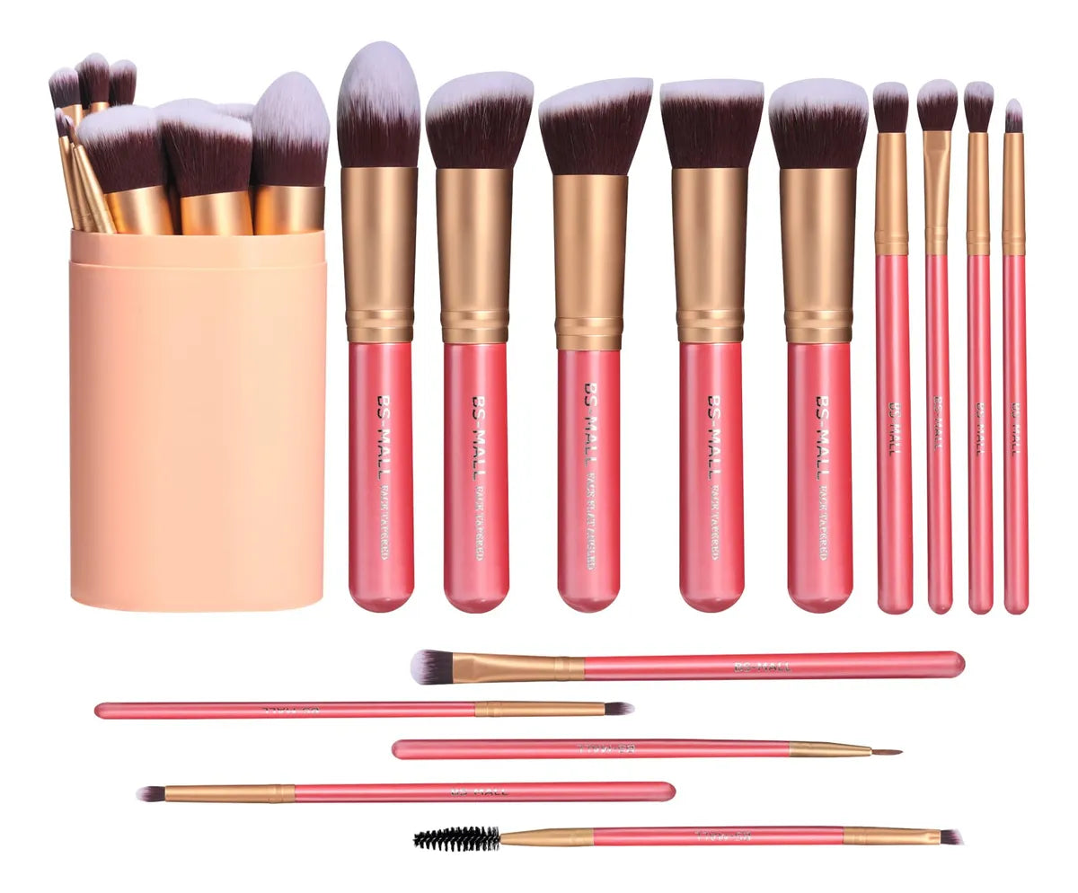 Set de Brochas Profesionales BS-MALL de 14 Piezas para Maquillaje