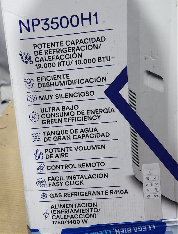 Aire Acondicionado Portátil Noblex NP3500H1 12000 BTU Frio/Calor Blanco
