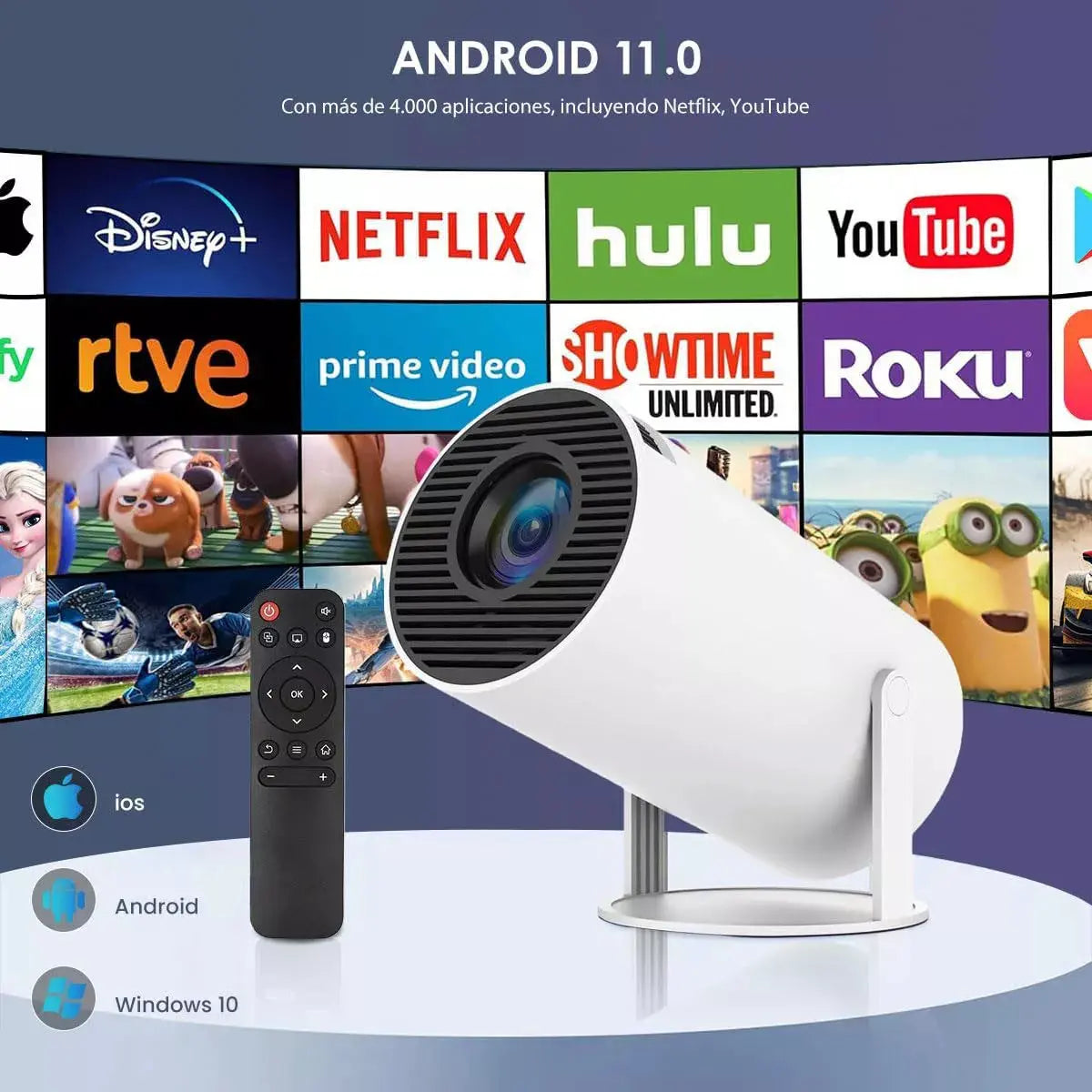 Proyector Portátil Mini Ultra HD 4K HY300PRO con WiFi y Bluetooth