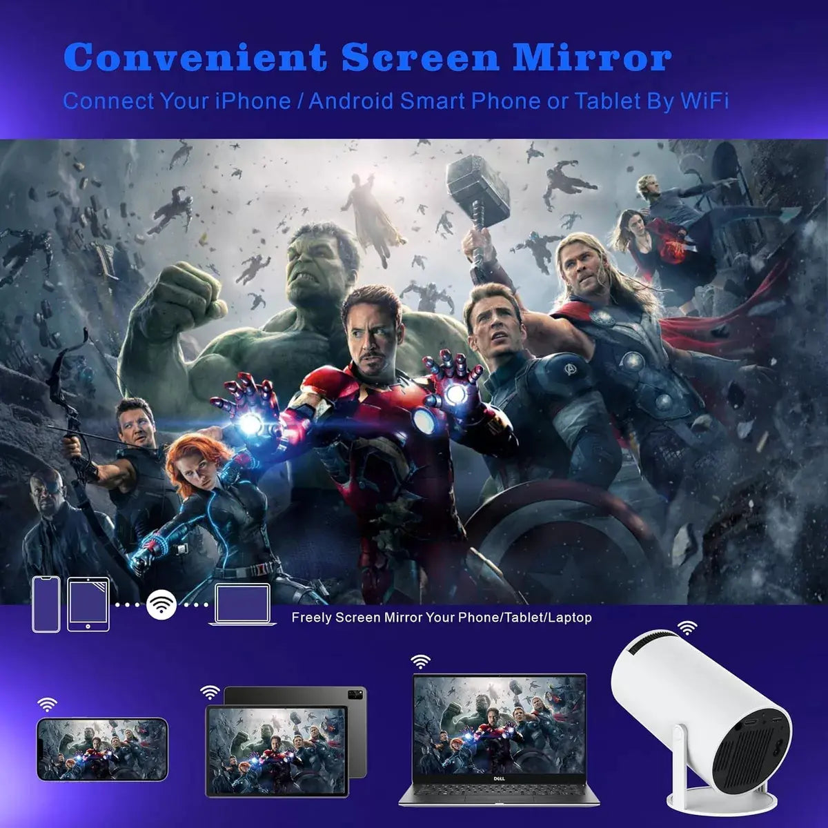 Proyector Portátil Mini Ultra HD 4K HY300PRO con WiFi y Bluetooth
