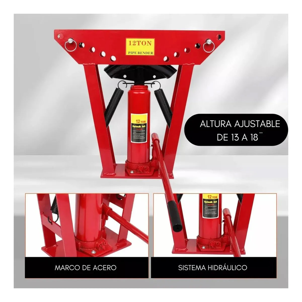 Dobladora Curvadora De Tubos Hidraulico Fierro Master prox Dbt12yx Rojo 12 Toneladas