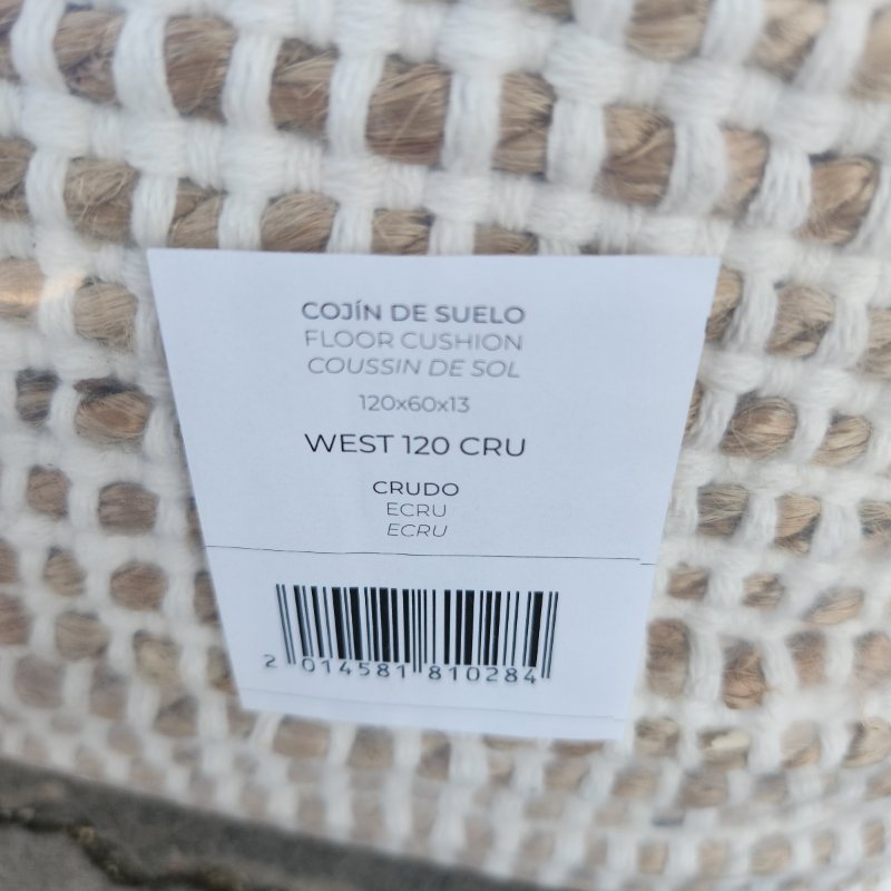 Set 2 Cojines de Suelo Calma House West 120 CRU Blanco 60x120x13 cm