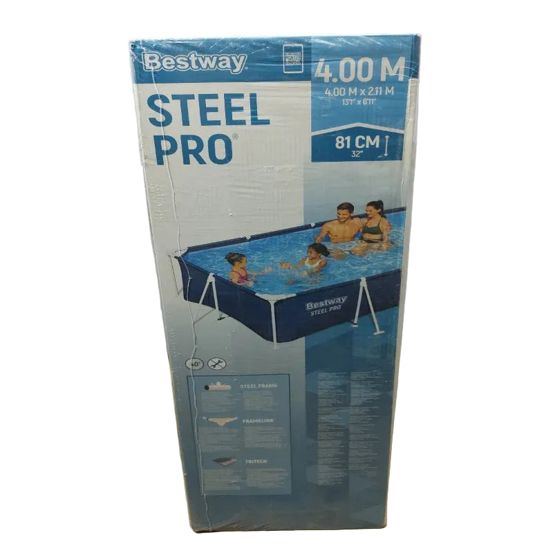 Piscina rectangular Bestway Steel Pro, 4.00 M x 2.11 M, 13.1 x 6.11, 81 CM, Azul