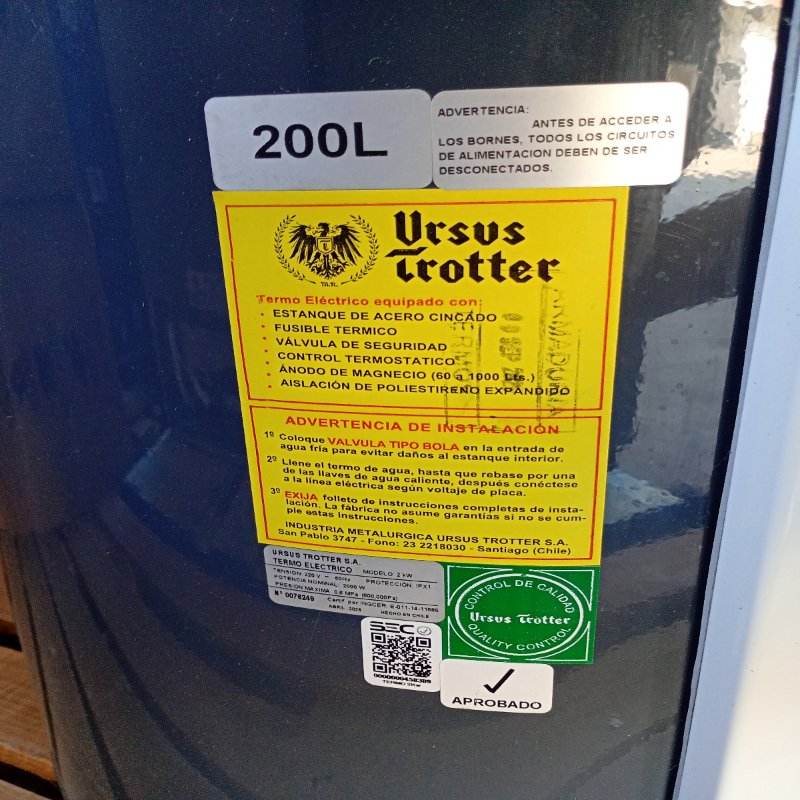 Termoacumulador Eléctrico Ursus Trotter Gris 200 Litros