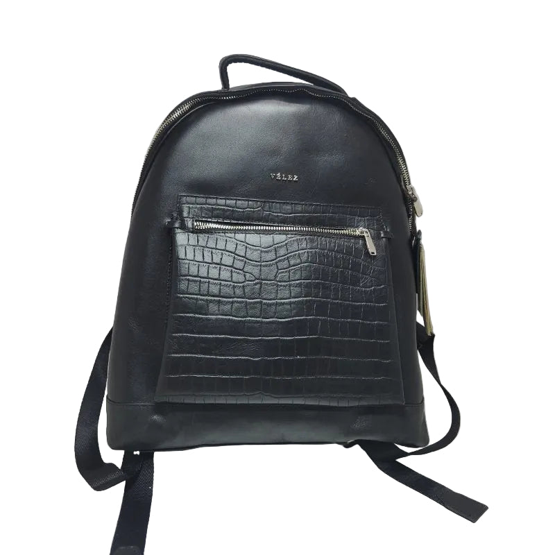 Mochila Velez Cuero Natural Floral - Tierra Negro