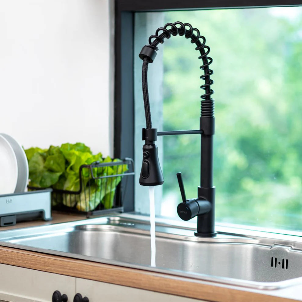 Monomando con caño flexible FDV Top Pro Black 4.0 3 funciones
