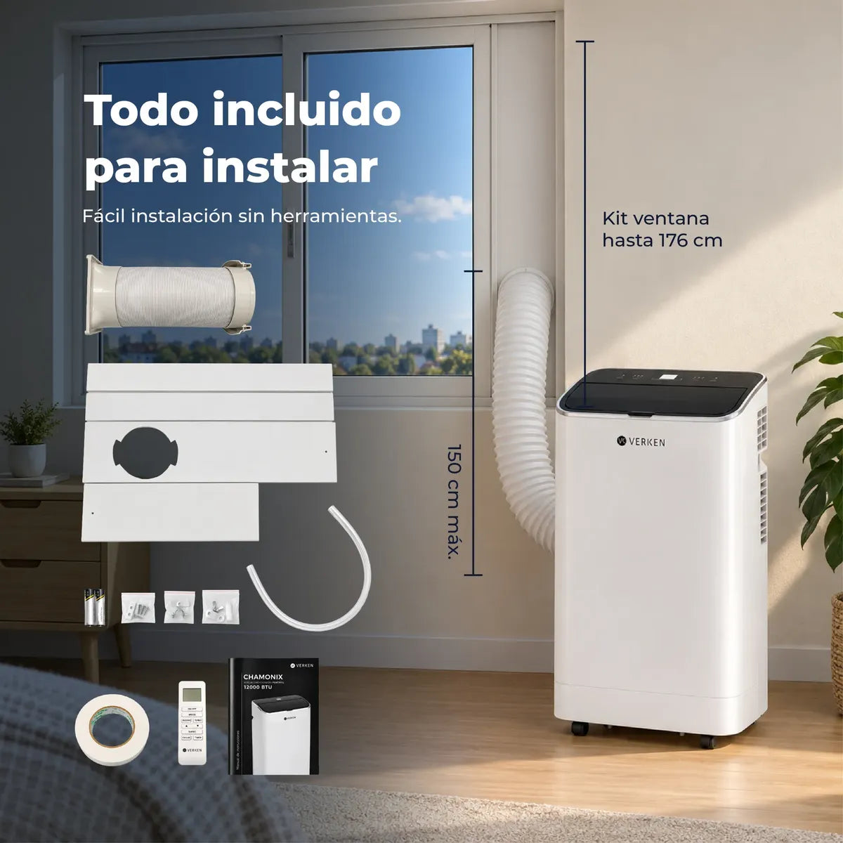 Aire Acondicionado 4 en 1 Verken Chamonix 12.000 BTU, Blanco