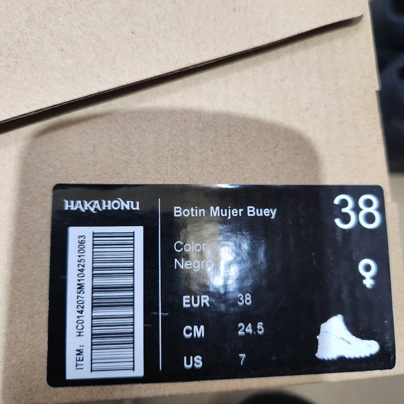 Botín Haka Honu Buey Negro 38 (24.5 cm) Femenino
