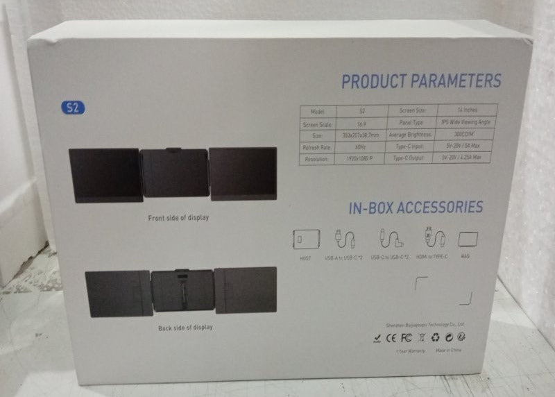 Extensor de Pantalla Doble S2 14" Full HD 1920x1080 60Hz