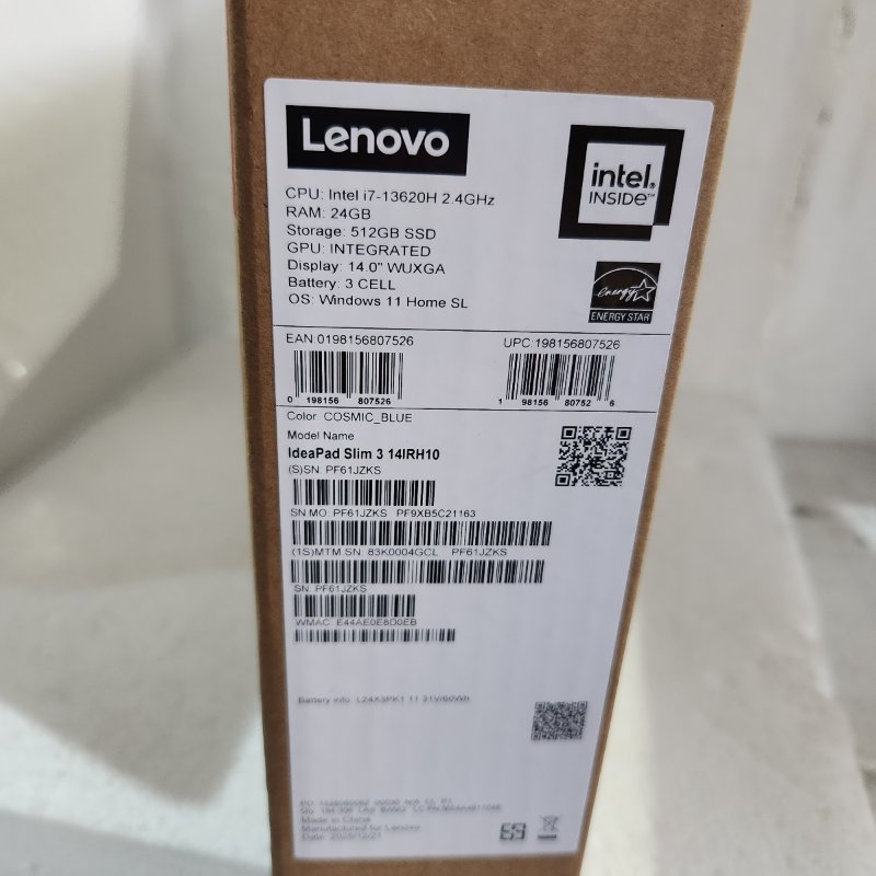 Notebook Lenovo Ideapad Slim 3 14IRH10 – Intel Core i7-13620H, 24GB RAM, 512GB SSD
