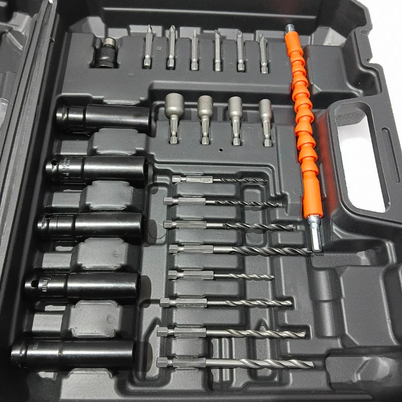 Kit Taladro Pistola y Llave de Impacto Inalámbrico 2 en 1 Motor Sin Escobillas 500 RPM Batería 6.0 Ah