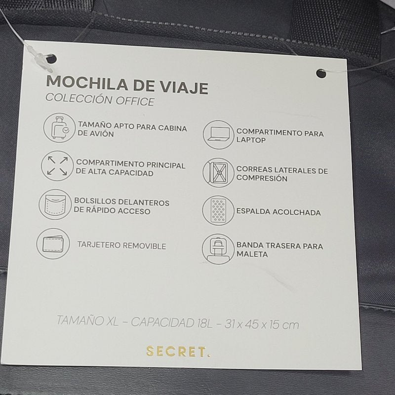 Mochila Secret Travel Lucernas ST6 Negra 18 Litros
