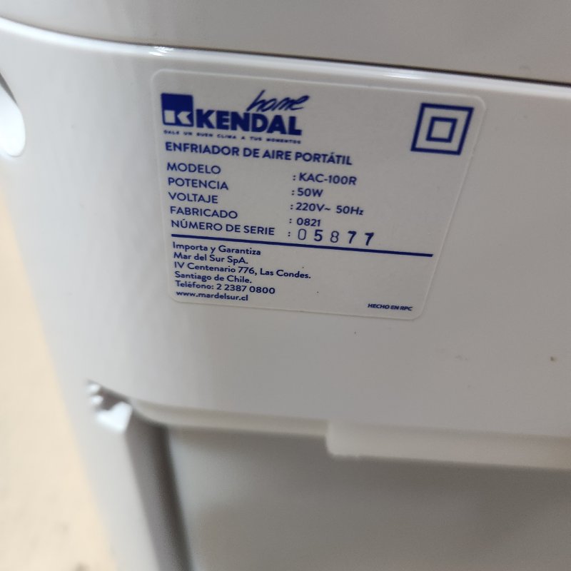Enfriador de Aire Portátil Kendal KAC-100R con Ventilador de 50W