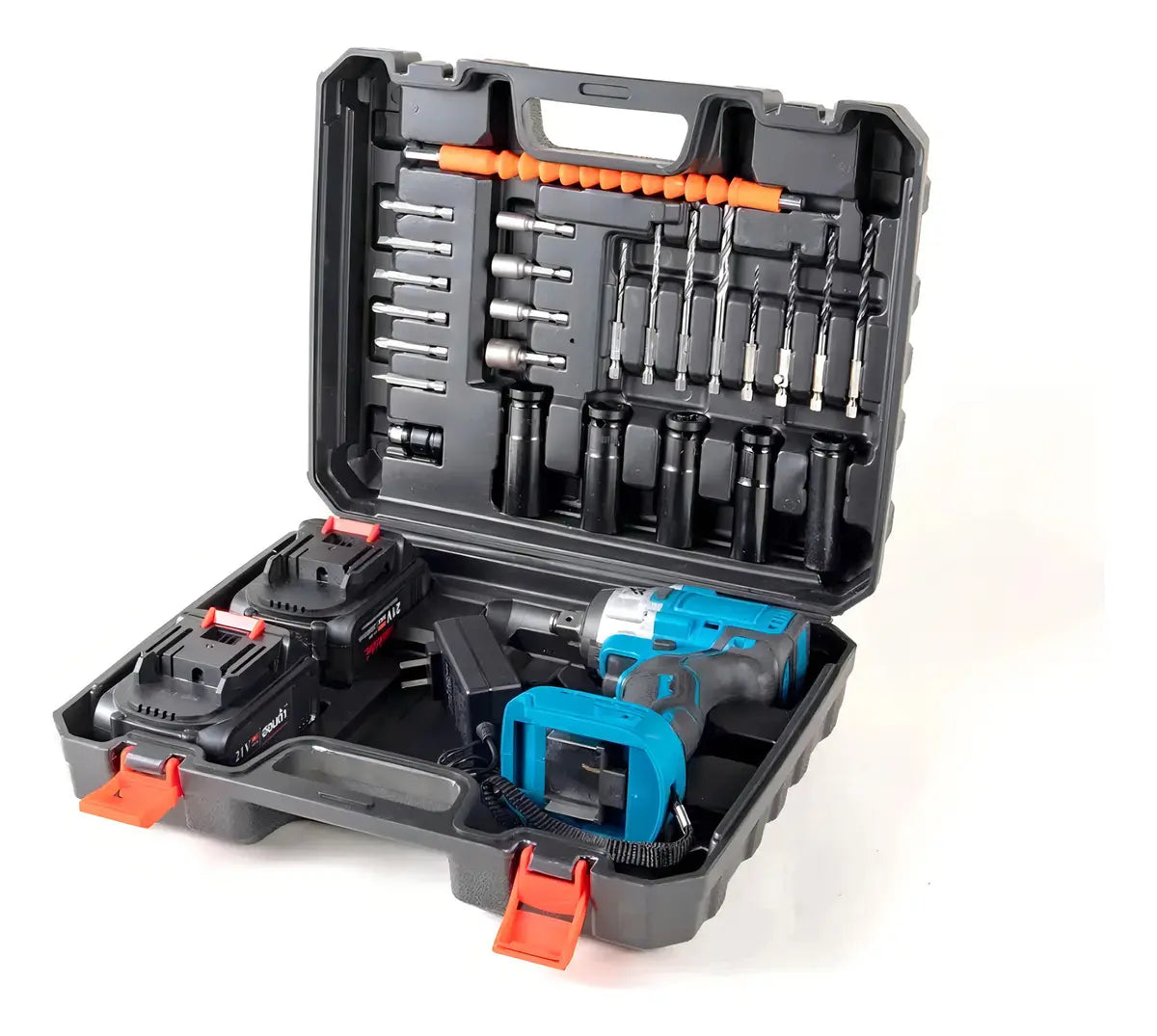 Kit Taladro Pistola y Llave de Impacto Inalámbrico 2 en 1 Motor Sin Escobillas 500 RPM Batería 6.0 Ah