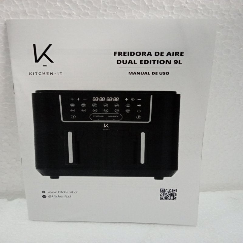 Freidora de Aire Kitchen IT Dual Doble Canasta Independiente 9 Litros