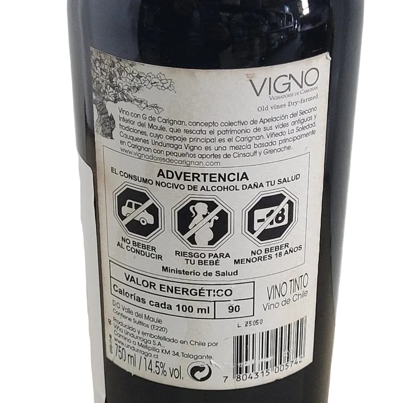 Vino Tinto Undurraga Carignan Valle del Maule 750 ml, 2021