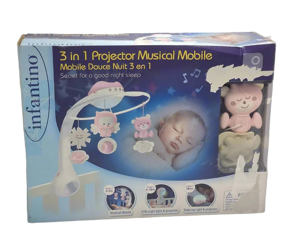 Movil De Bebe Infantino 3 En 1 Projector Musical Mobile Rosa