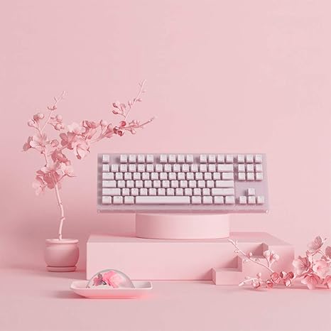 Teclado Mecánico Con Cable Epomaker Akko Sakura De 87 teclas Rgb Ptb Piding Rosa