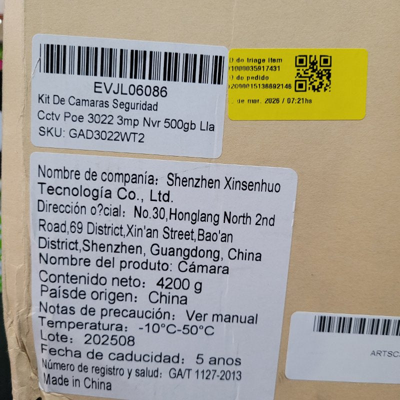 Kit de Cámaras de Seguridad ATSG CCTV POE 3022 3MP NVR 500GB