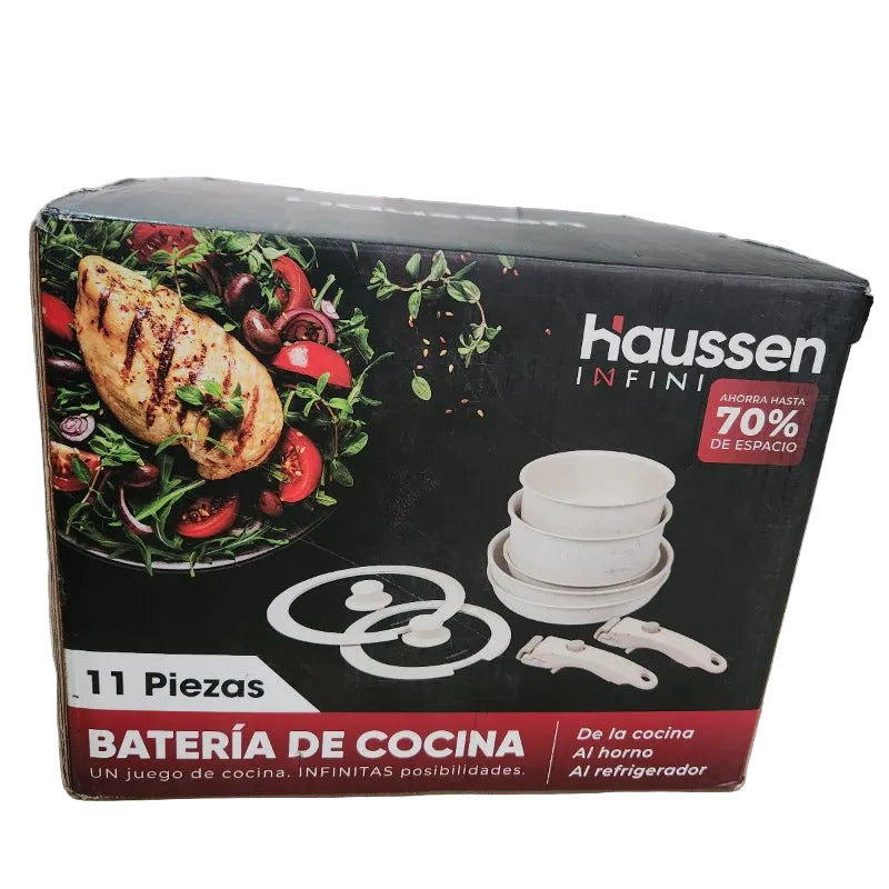 Batería de Cocina Antiadherente Granito 11 Piezas Infini Crema