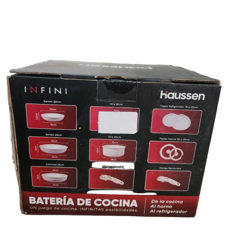 Batería de Cocina Antiadherente Granito 11 Piezas Infini Crema