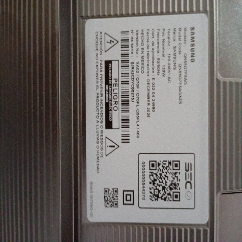 TV Samsung QLED 55Q7F5A 4K, 55 pulgadas