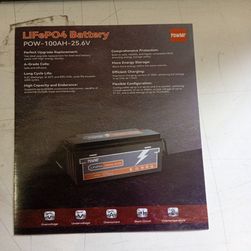 Batería Litio LiFePO4 24V 100Ah - PowMR POW-100AH con BMS Integrado