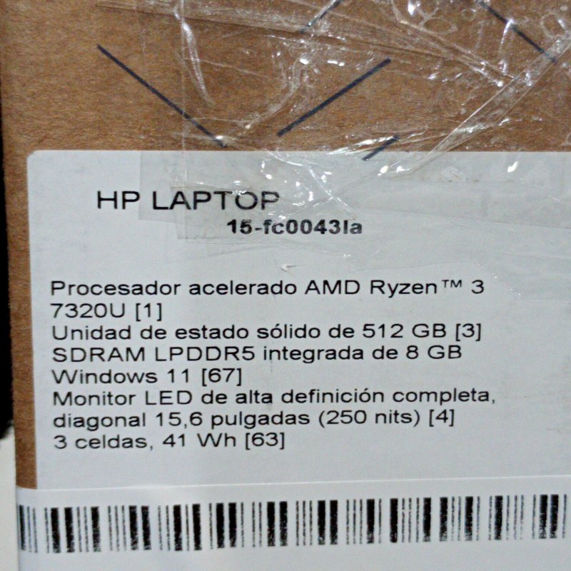 Notebook HP 15-fc0043la 15.6" AMD Ryzen 3 7320U 8GB RAM 512GB SSD