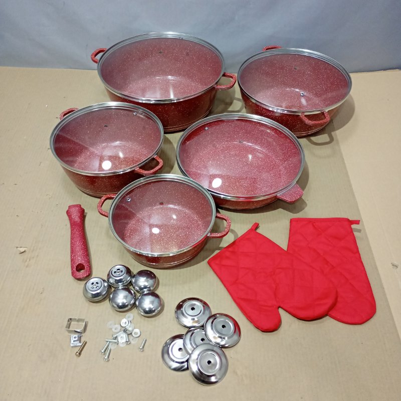 Juego de batería de cocina Royal Dessini Regina Granito Rojo 12 piezas