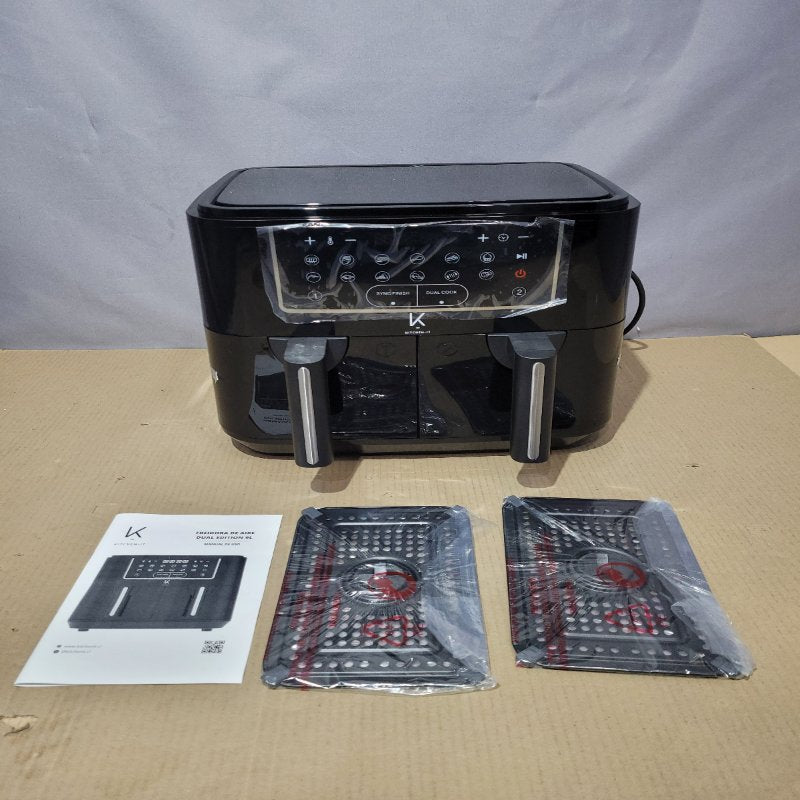 Freidora de Aire Kitchen IT Dual Doble Canasta Independiente 9 Litros