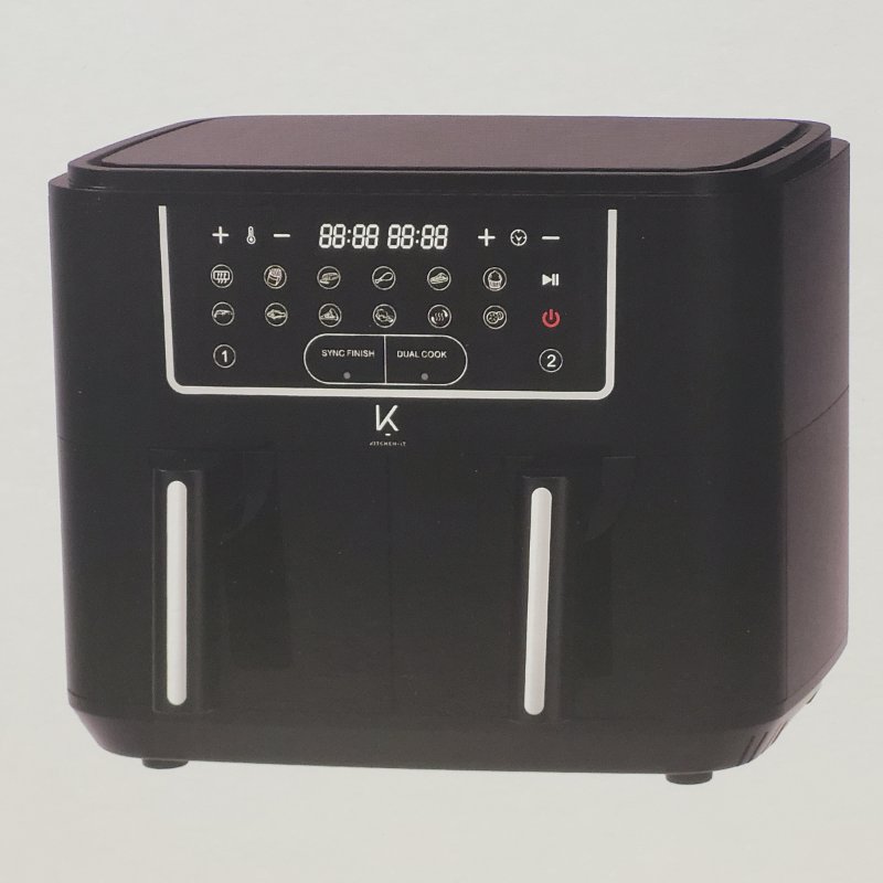 Freidora de Aire Kitchen IT Dual Doble Canasta Independiente 9 Litros