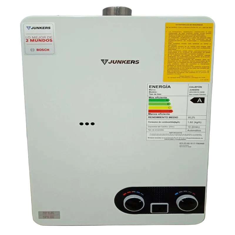 Calefón Tiro Forzado Cámara Abierta Junkers Bosch WD10KME31S4300 10 Litros