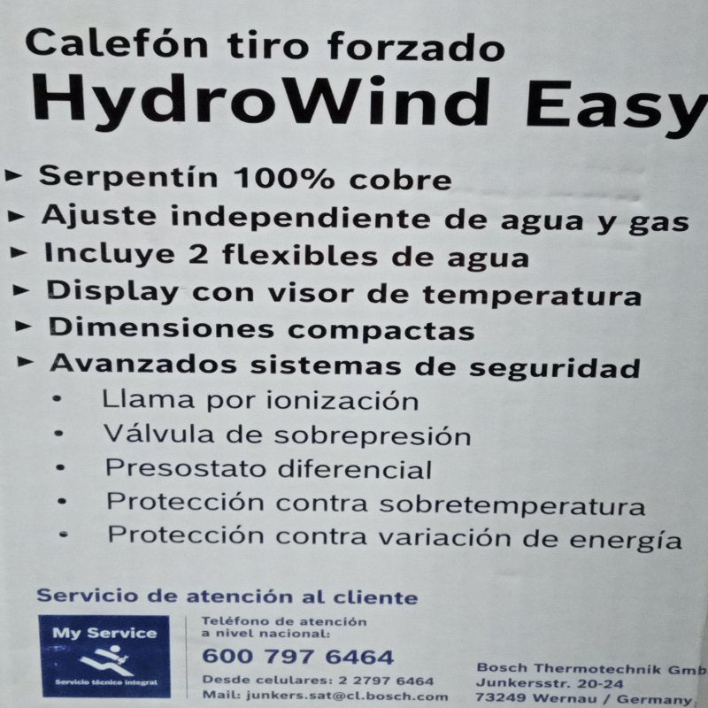 Calefón Tiro Forzado Cámara Abierta Junkers Bosch WD10KME31S4300 10 Litros