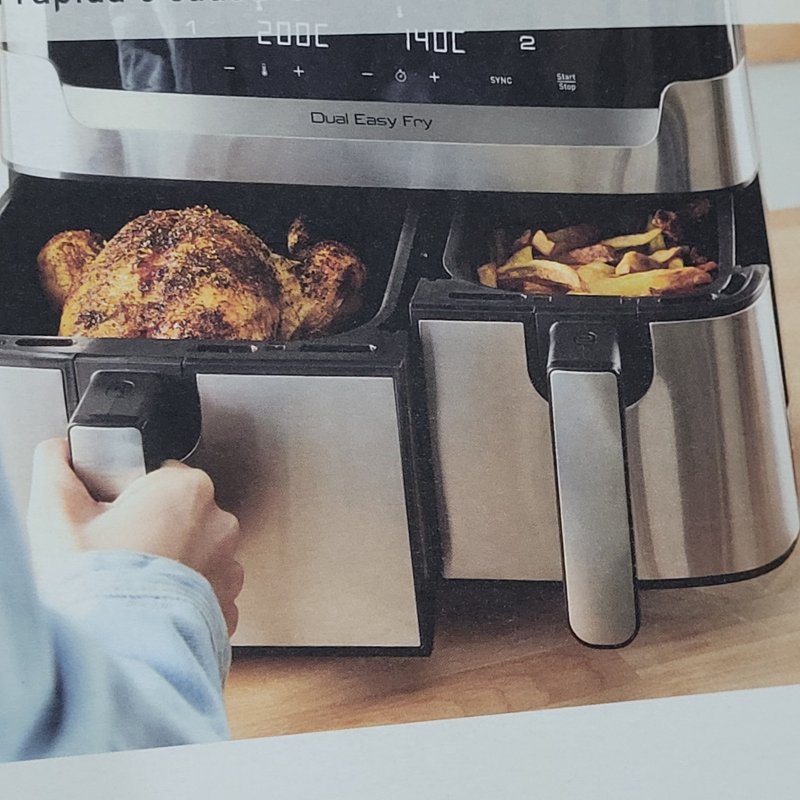 Freidora de Aire Moulinex Easy Fry Grill Digital Dual Inox 8.3 Litros