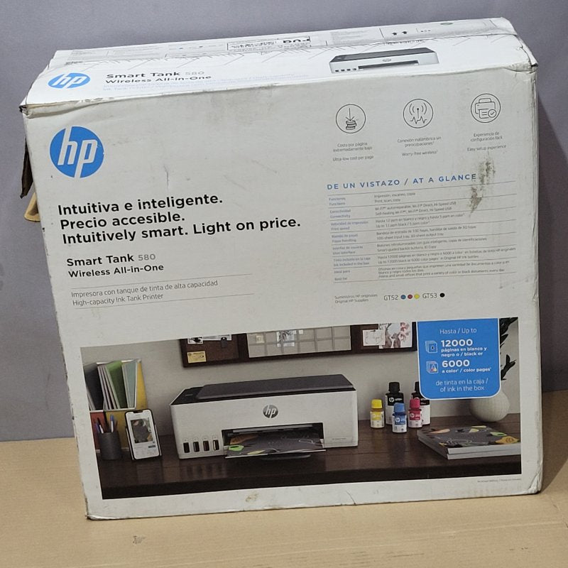Impresora Multifuncional HP Smart Tank 580, Blanco