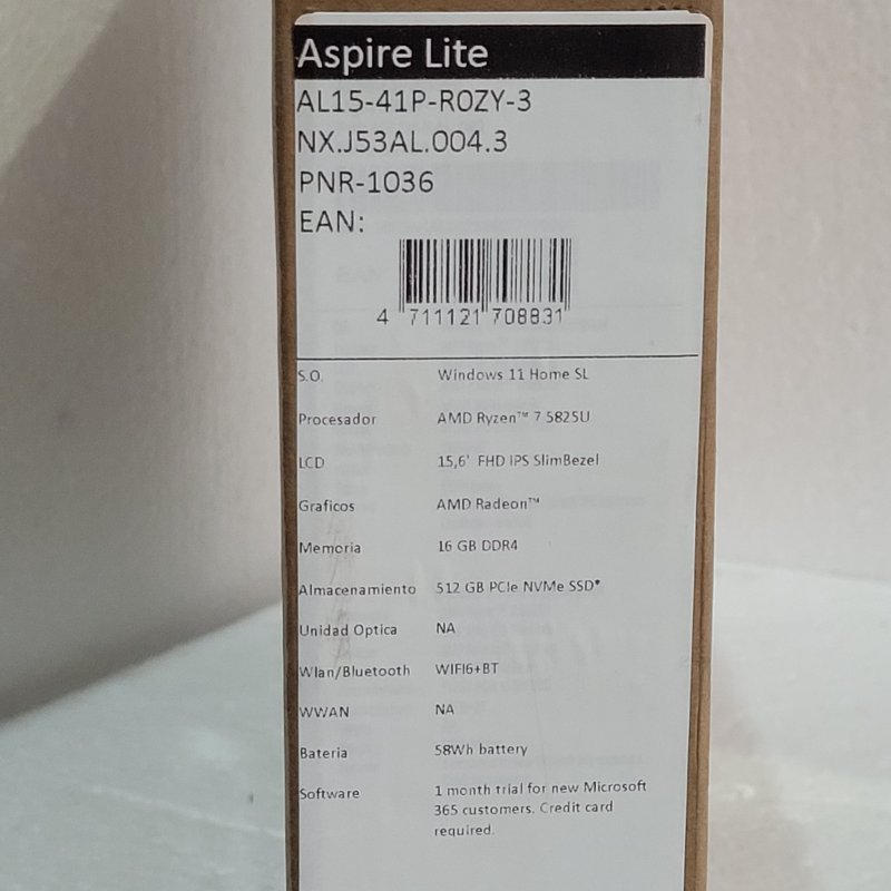 Notebook Acer Aspire Lite 15 AL15-41P-ROZY-3 16GB 512GB SSD Gris