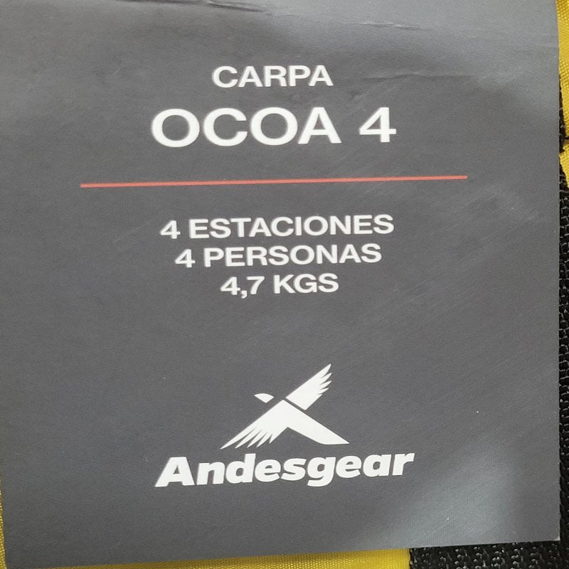 Carpa para acampar 4 personas AndesGear Ocoa 4 estaciones