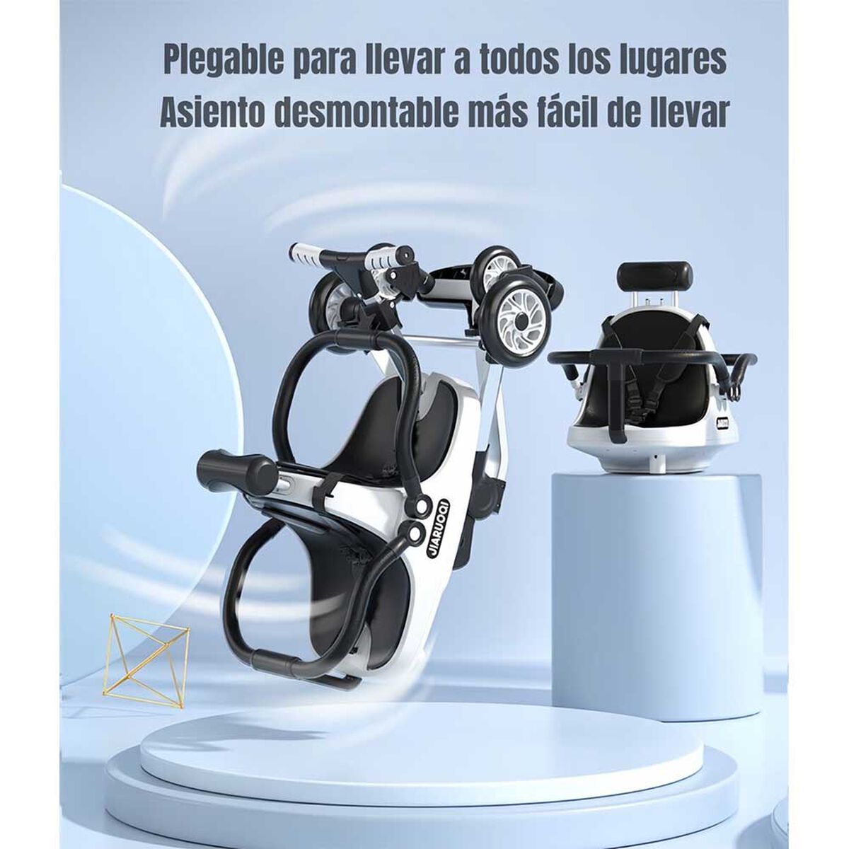 Coche De Paseo Doble Con Sombrilla  Azul Lubabycas Brother Blanco